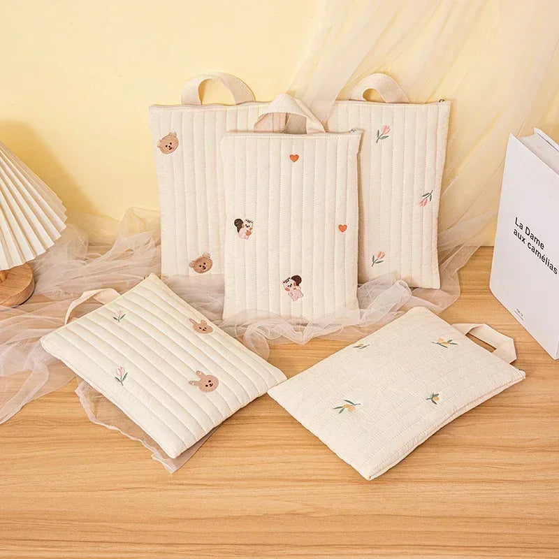 Wickeltasche Baby Baumwolle Stickerei Bär – Windeltasche Kinderwagen Koreanischer Stil Mama
