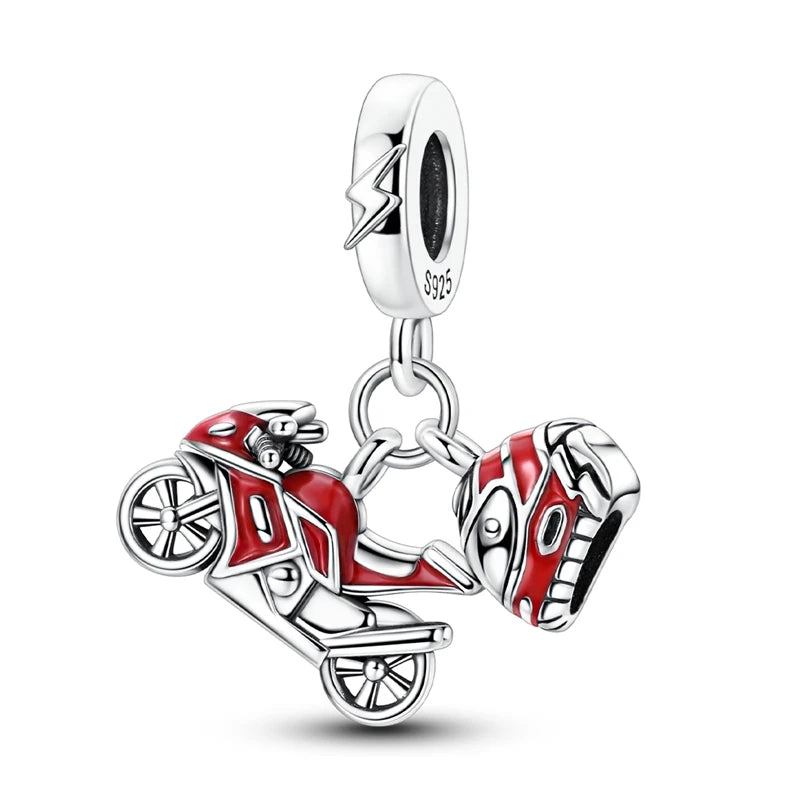 Charm Perle Argent 925 DIY — Avion Tour Appareil Photo Bracelet Collier Femme