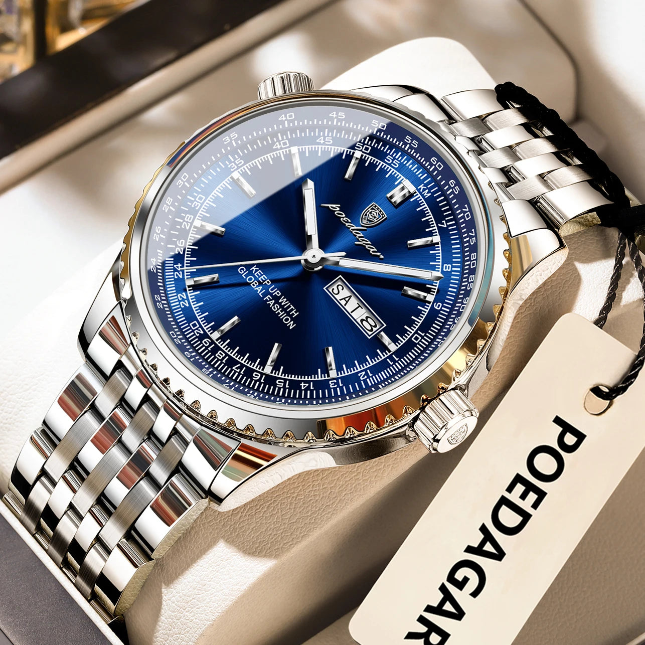 Montre Homme POEDAGAR Militaire Luxe Quartz – Acier Date Semaine Lumineux Étanche Fashion