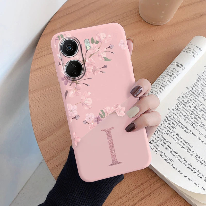 Coque Silicone Fleurs Xiaomi Poco C65 C75 Redmi 13C 14C – Antichoc Mignonne Lettres Protection