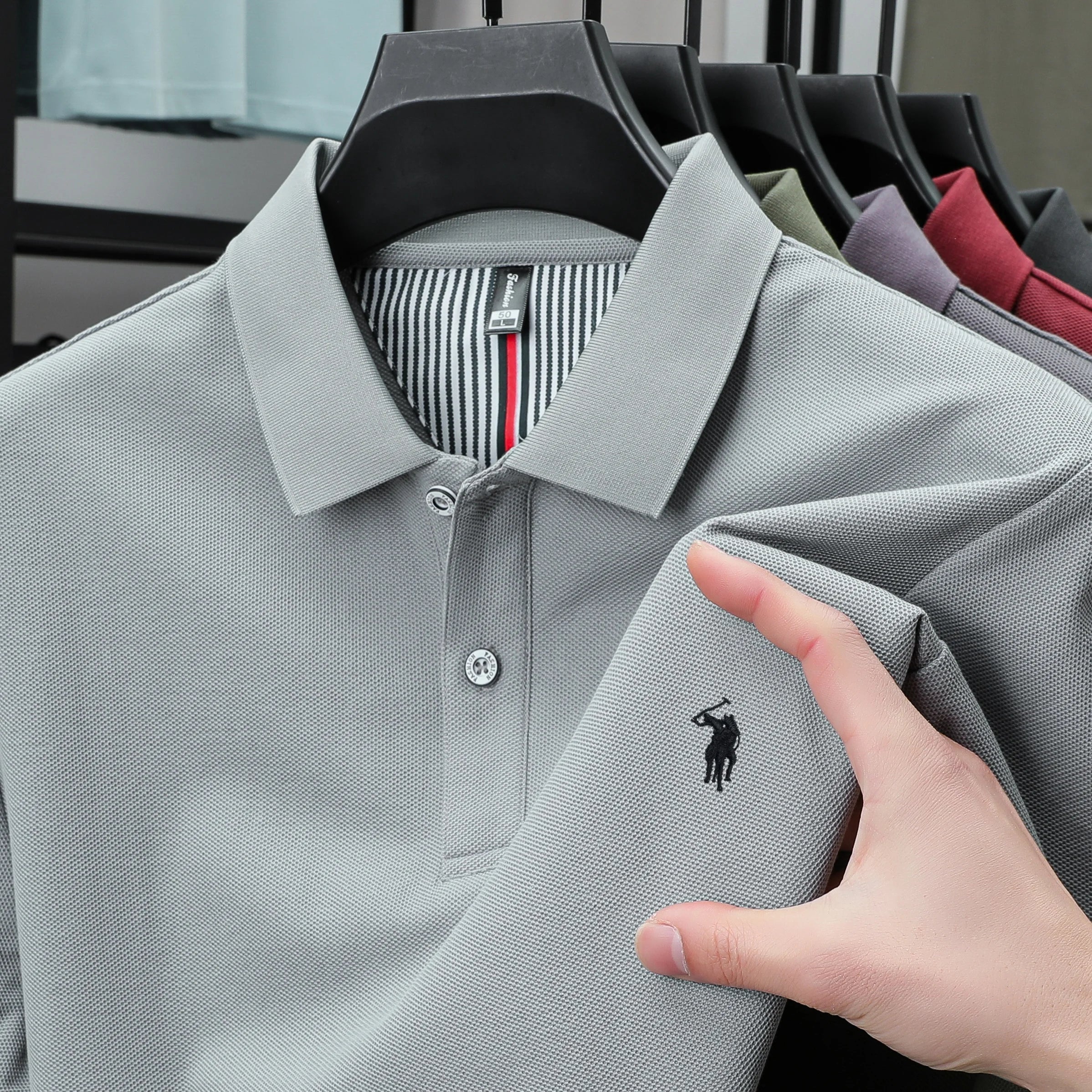 Polo Homme 100% Coton Pur Broderie 3D Manches Courtes Été Fashion Confortable Élégant | Polo Coton Broderie 3D Premium