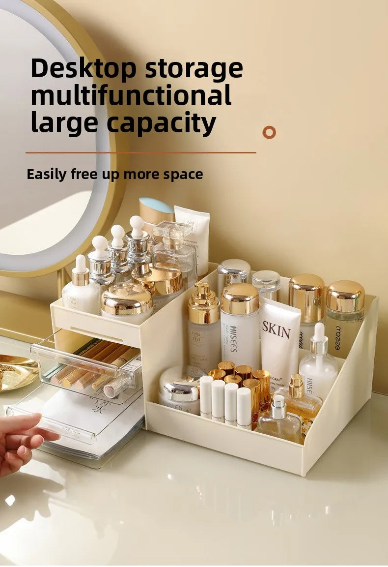 Organisateur Maquillage Transparent Premium à Tiroirs - Coiffeuse, Bureau & Dortoir