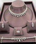 Luxus-Schmuckset 4-teilig Zirkonia – Komplettset Braut Hochzeit & Galadinner | Orientalischer Arabischer & Dubai Stil | Premium Frauengeschenk