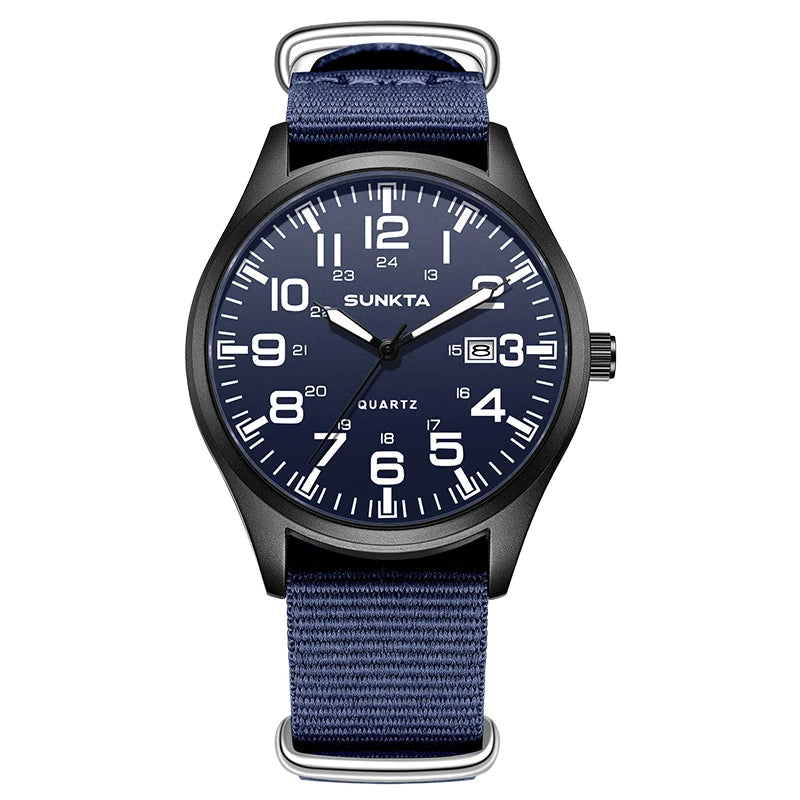 Montre Homme SUNKTA Militaire Sport Luxe Quartz Date Nylon Cuir Lumineux Étanche – Fashion Tendance