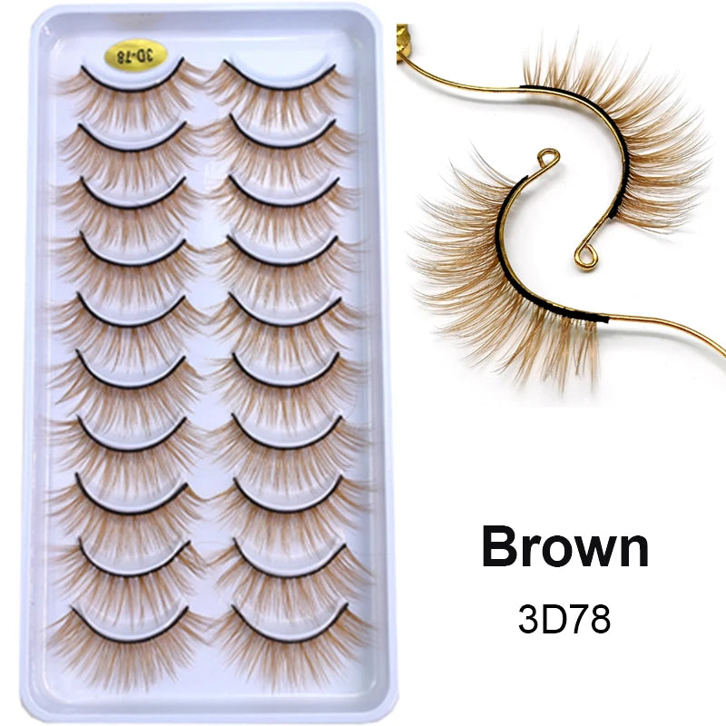 Faux Cils Kekelala 3D Korea Silk – Lot 10 Paires Naturels Bruns & Blonds | Fluffy Wholesale