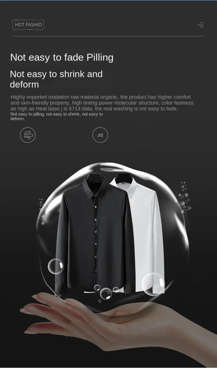 Chemise Homme Manches Longues Anti-Froissage Sans Repassage Business Dress Haut de Gamme Professionnelle Blanche S-5XL | Mode Homme Élégant Premium