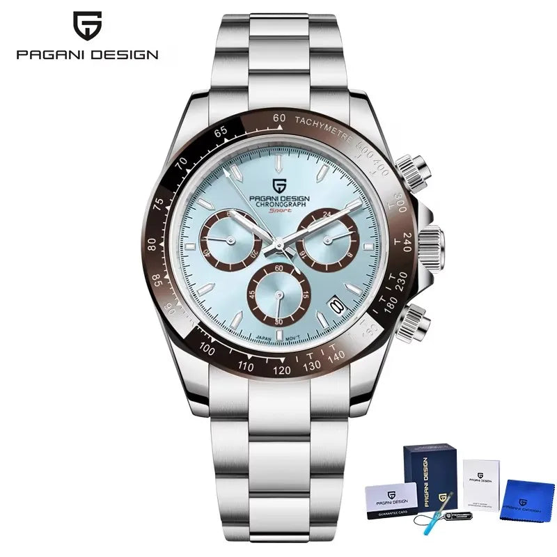 Montre Homme PAGANI DESIGN 2023 Noire Quartz Luxe – Chronographe Sport Étanche Lumineux