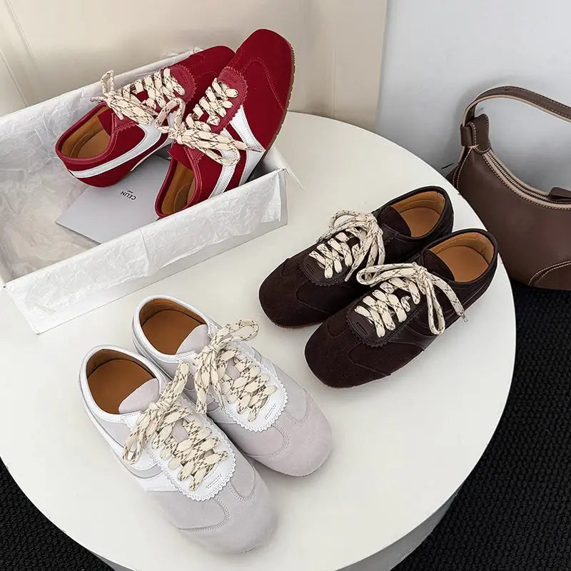 ASUMER Sneakers Suède Vache Femme 34-43 – Flat Confortables Casual Printemps Été