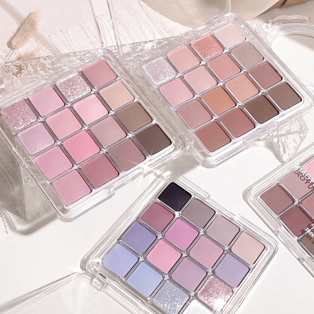 Palette Fard à Paupières 16 Couleurs Sunset Magic – Perle & Mat Tons Terre | Maquillage Coréen Yeux