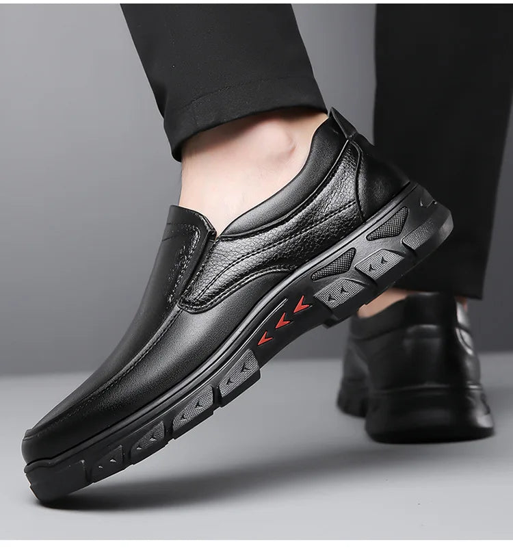 Mocassins Cuir Noir Homme Grande Taille – Chaussures Dress Designer Semelle Douce Printemps
