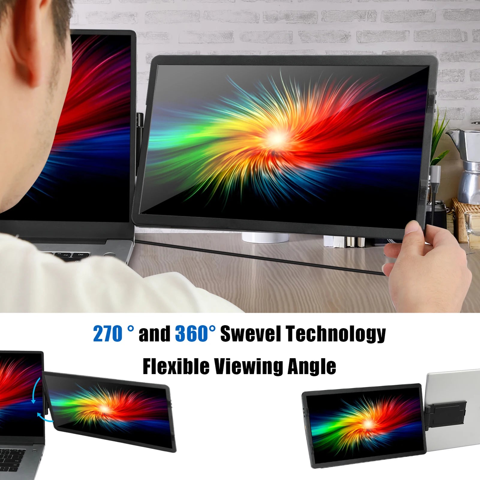 Moniteur LCD 14.6'' Pliable – Écran Conférence & Bureau Type-C | Compatible Switch, PS4/5, Gaming