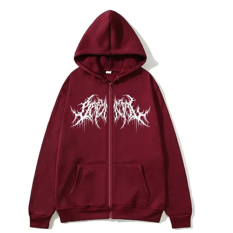 Hoodie Zippé Homme Y2K Imprimé Graphic Hip-Hop Gothique Chaud Automne Hiver | Sweatshirt Y2K Gothique Premium