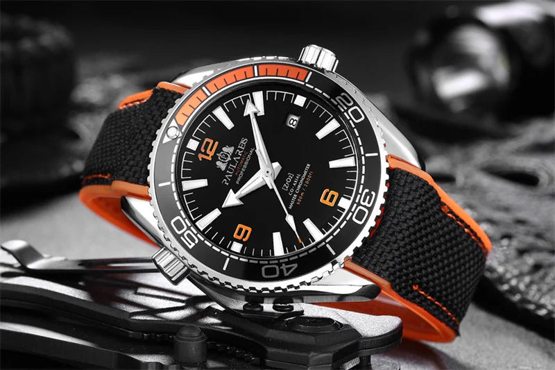 Herrenarmbanduhr Automatik Mechanisch Luxus – Gummiarmband Leuchtend Wasserdicht Kalender