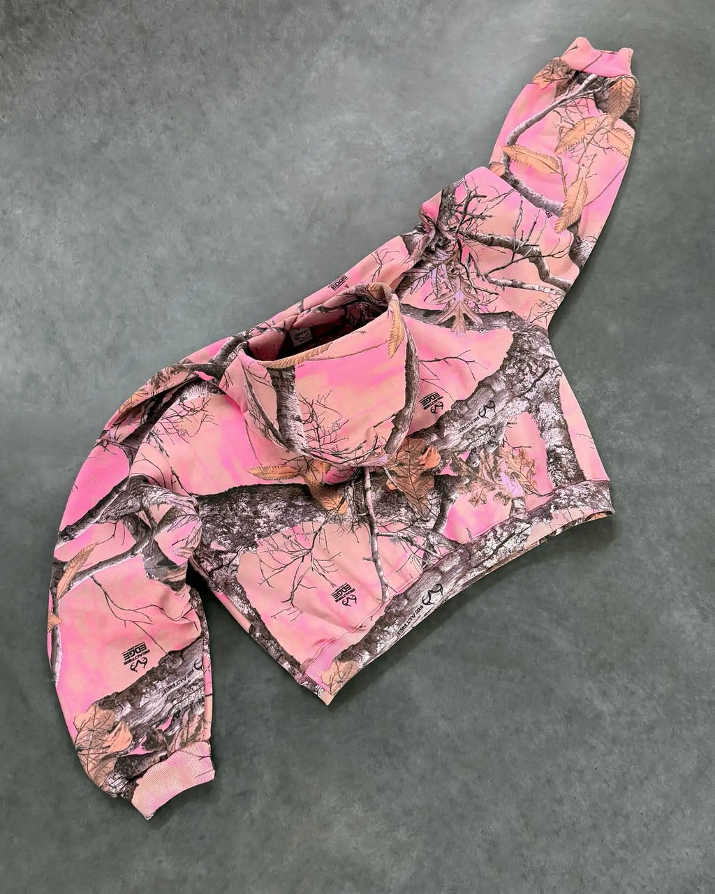 Sweat à Capuche Zippé Unisexe Y2K Rétro Camouflage Rose Branches Imprimé Streetwear Harajuku Boxy Casual – Hoodie Tendance Oversize | Mode Unisexe