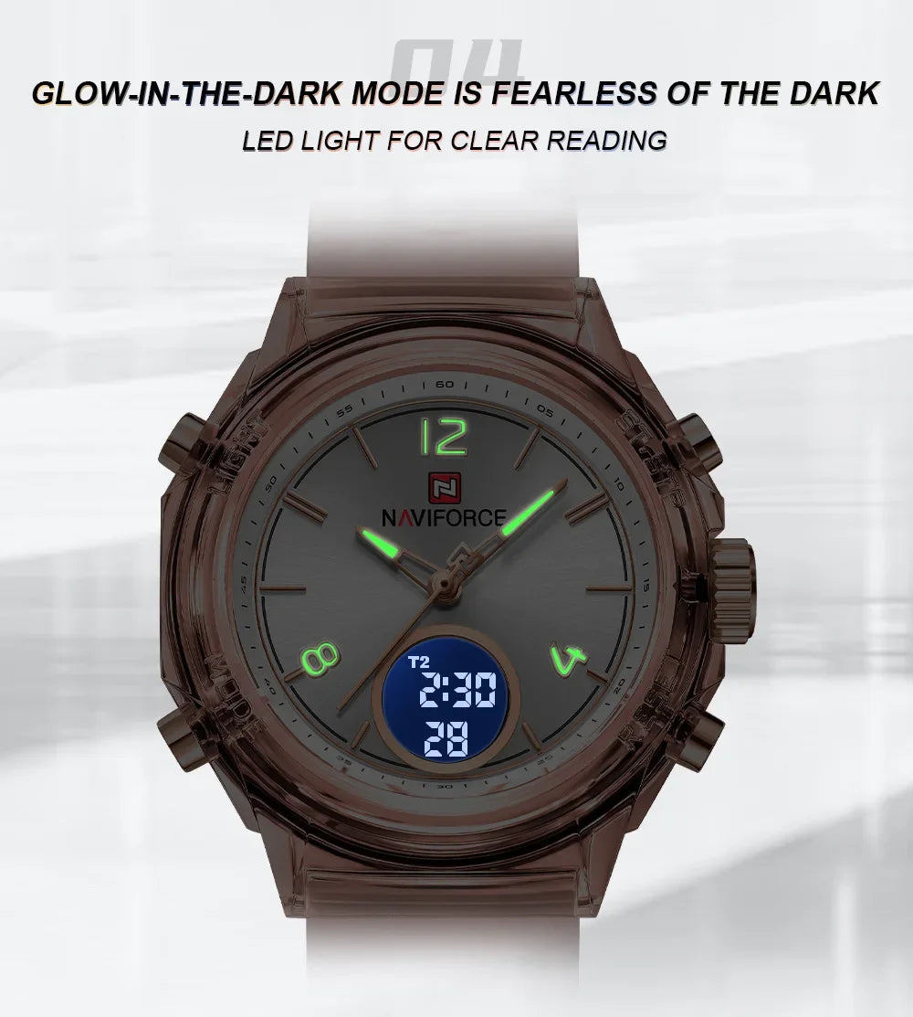Montre Femme NAVIFORCE Sport Quartz LCD Digital – Étanche 50M Casual Fashion