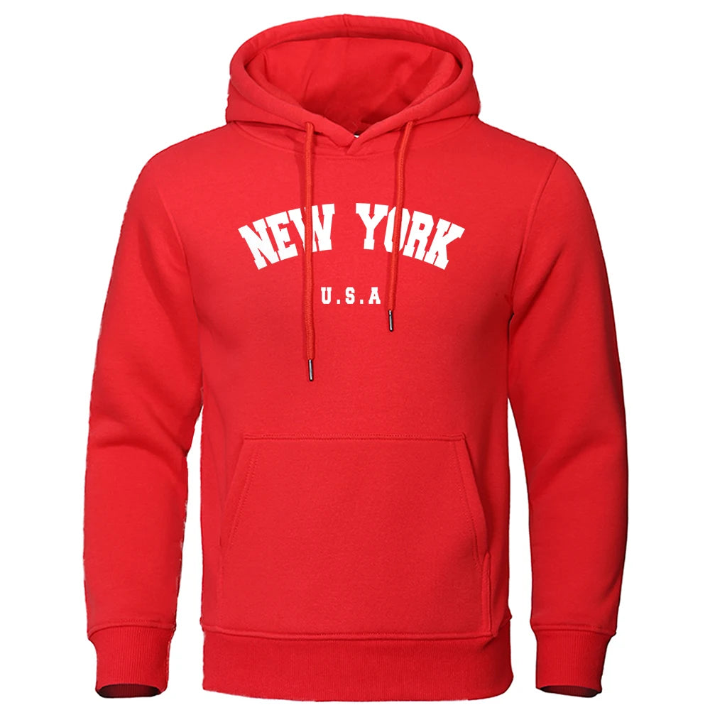 Sweat à Capuche Homme New York Imprimé USA City Manches Longues Oversize Loose Casual Streetwear Pullover Hoodie Tendance Confortable – Hoodie Americana Premium New York | Mode Homme Streetwear Premium