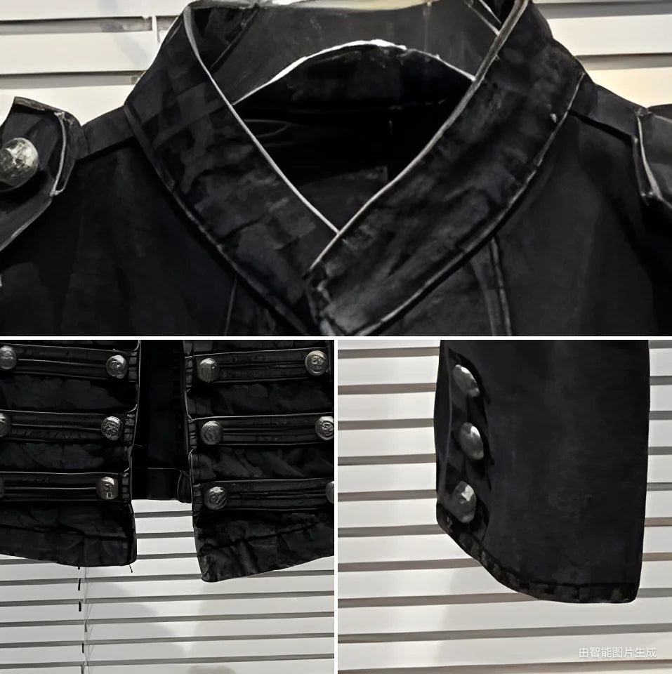 Veste en Jean Femme Style Punk Noir Col Montant Vintage Washed Manches Longues Loose – Blouson Moto Automne | Streetwear