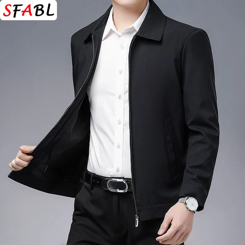 Blazer Homme Luxe Business Casual Zippé Uni Qualité Premium Bureau Manteau Printemps Automne Grande Taille 3XL – Veste Élégante Mode | Mode Homme Premium