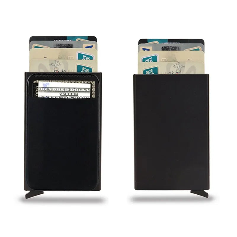 Portefeuille Homme RFID Slim Minimaliste – Porte-Cartes Métal Pop-Up Anti-Piratage