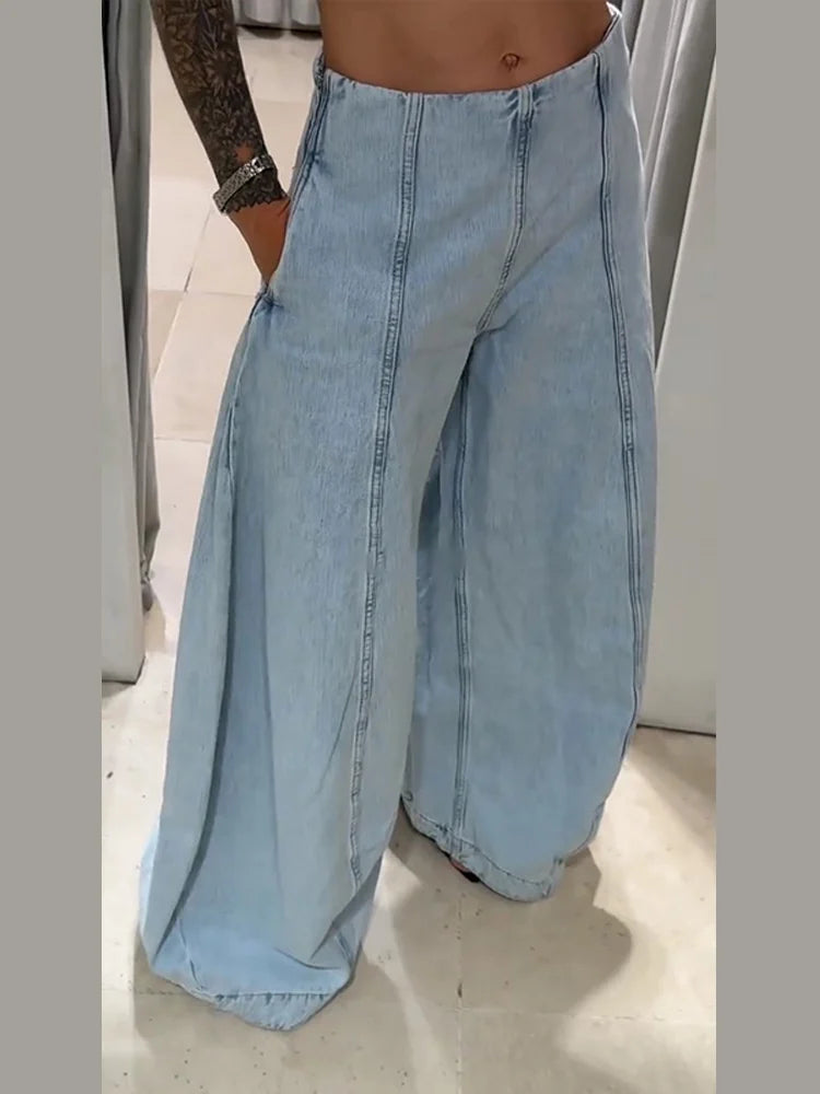 Jean Large Femme Y2K Oversize Taille Haute Baggy Jambe Large Denim – Pantalon Streetwear Chic Tendance | Mode 2025