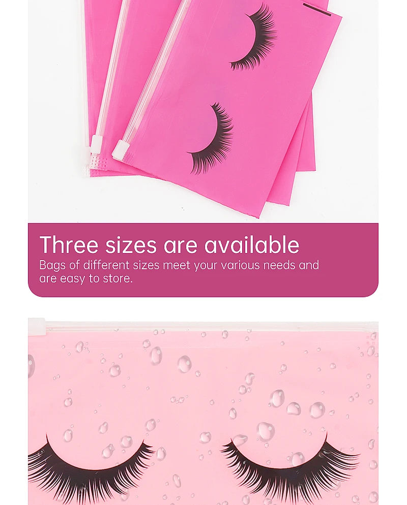 Pochettes Aftercare Extension Cils – Lot 10 Pcs avec Fermeture Éclair | Emballage Professionnel