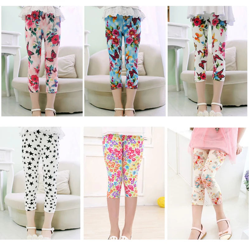 Legging Corsaire Fille Imprimé Fleurs – Pantalon Skinny Stretch Enfant Toutes Tenues 3-10 Ans