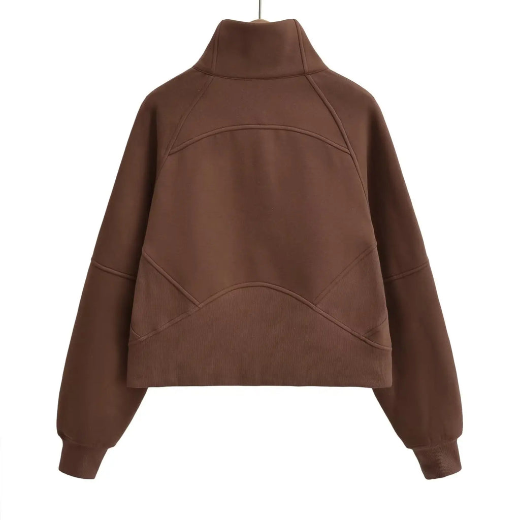 Sweat Femme Oversize Zip Polaire – Hoodie Streetwear Chaud Casual Rose Blanc