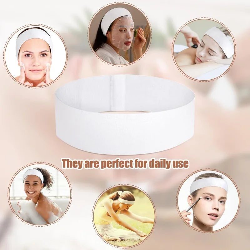 Bandeaux Jetables SPA Skincare Non-Tissés – Lot 10/50/100 pcs | Blancs Ultra-Doux | Soin Visage & Institut de Beauté