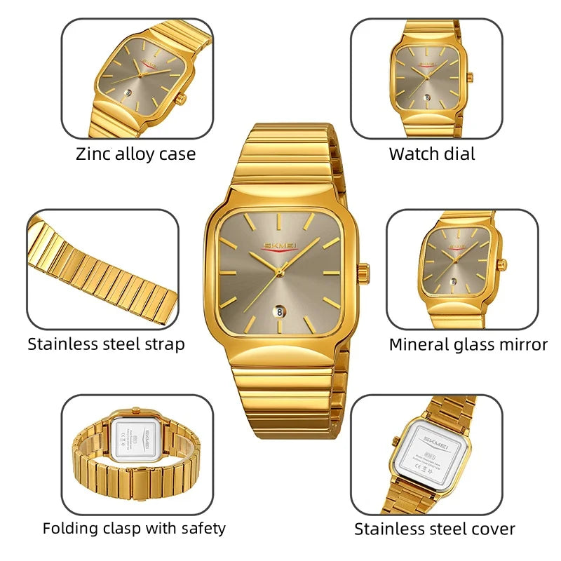 Montre Unisexe SKMEI Luxe Quartz Bracelet Acier – Analogique Date Étanche Fashion