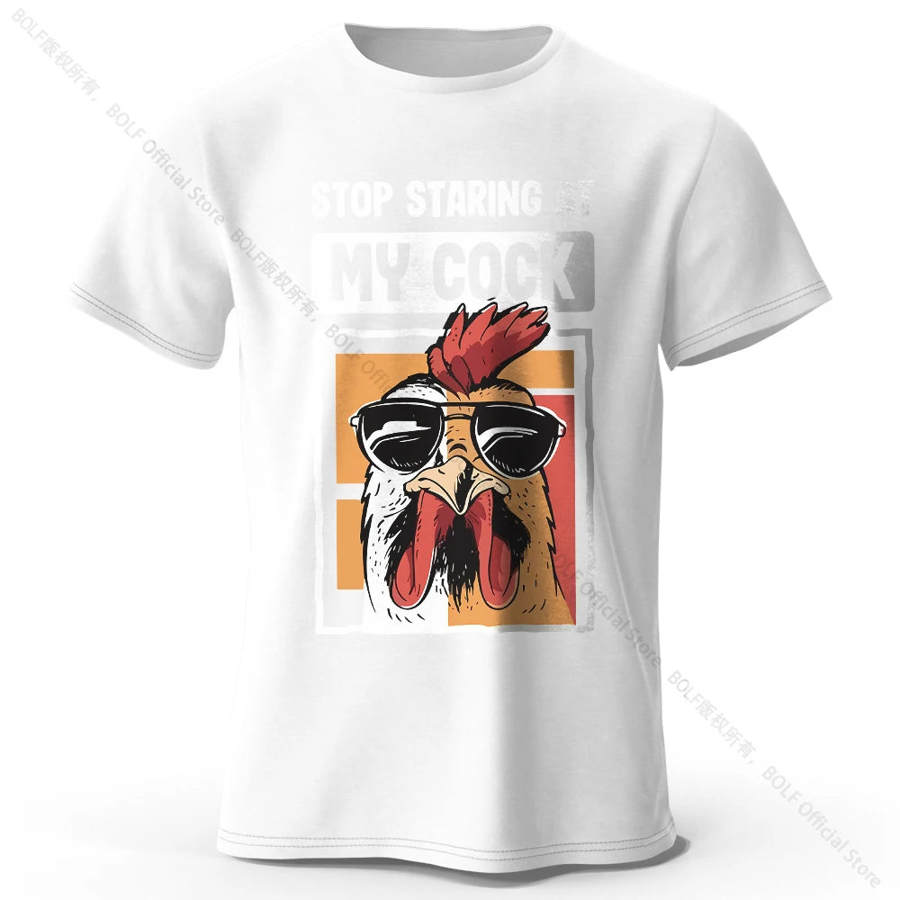 T-Shirt Humour Coq Imprimé Drôle 100% Coton Oversized Unisexe Homme Femme Été – Tee Graphique Funny Casual Streetwear | Mode Unisexe Tendance