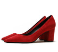 Escarpins Flock Stilettos 3 & 5CM Bout Pointu Slip-on – Rouge Marron Bleu Tailles 33-43
