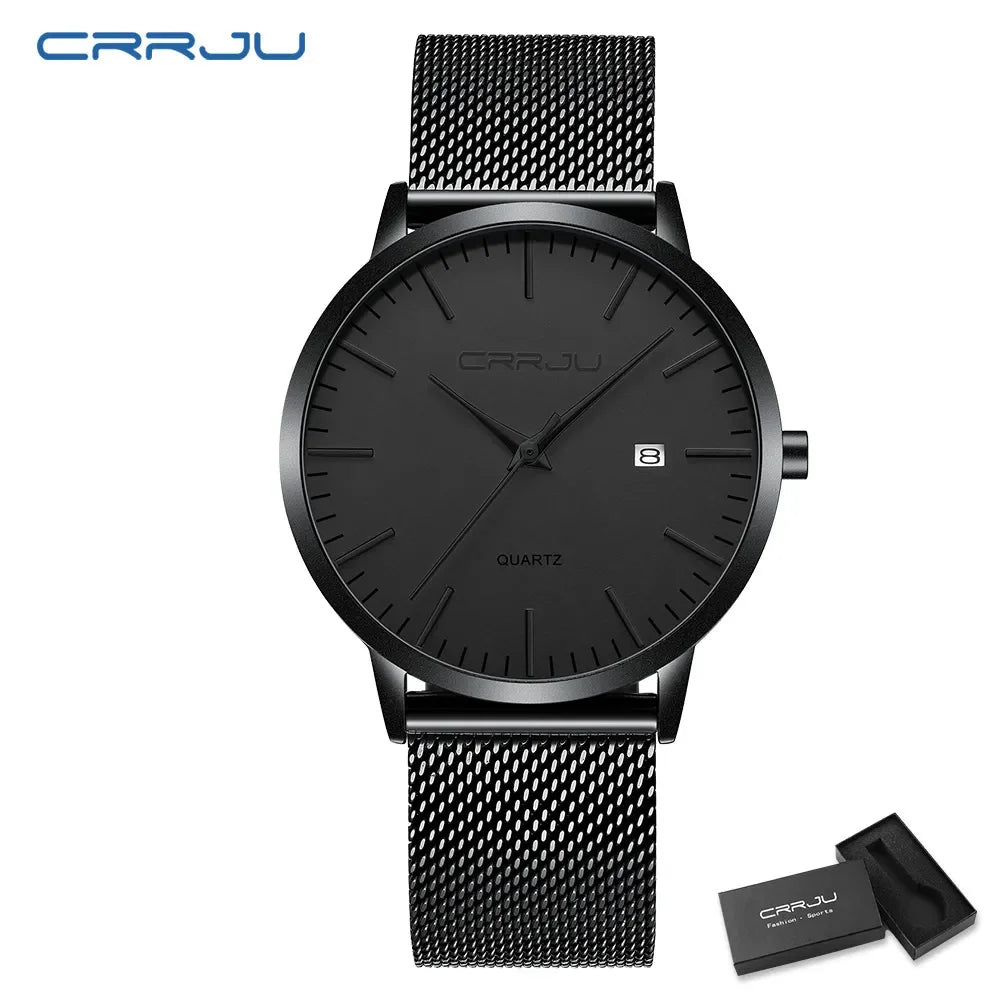 Montre Homme Acier 40mm Ultra-Slim 7mm Maille Métallique – Automatique Minimaliste Classique