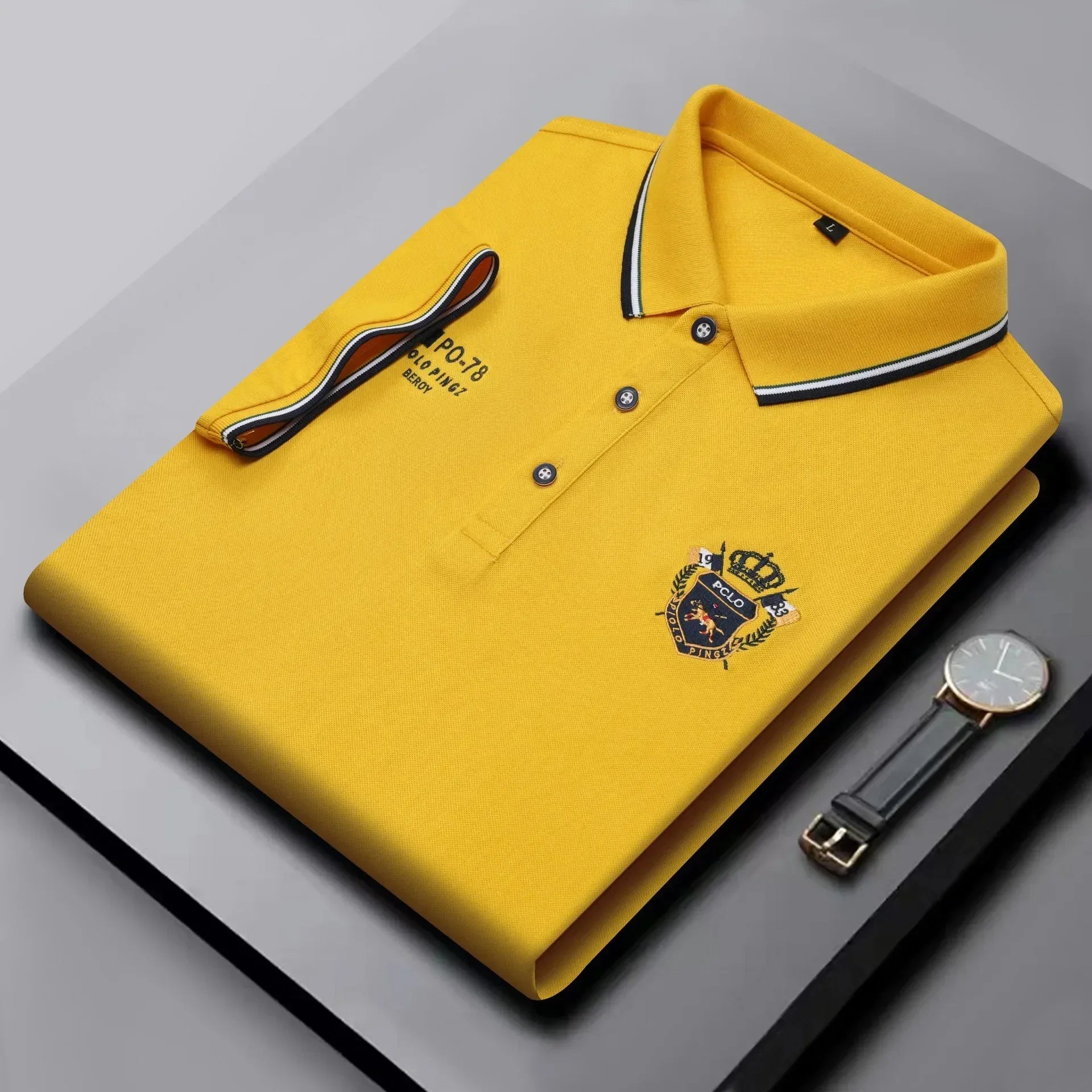 Polo Homme Manches Courtes Coton Broderie Luxe Col Revers Anti-Froissable Léger Été – Casual Élégant Premium | Mode Homme Tendance