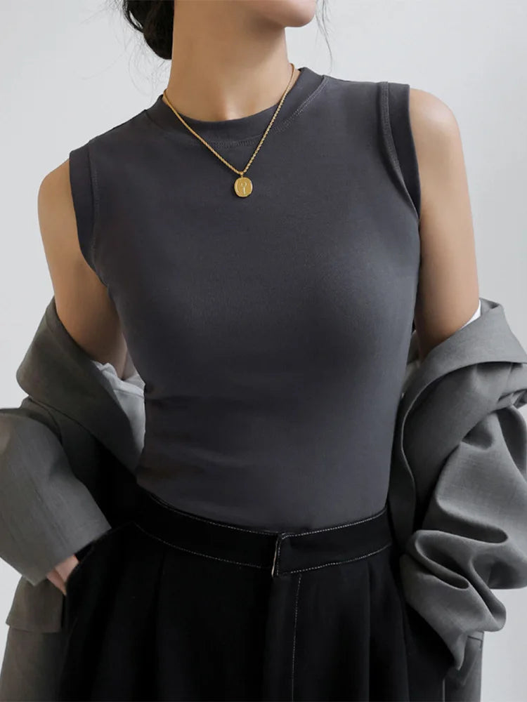 Caraco Débardeur Femme Col Rond Multicolore Basique Sans Manches – Top Sous-Vêtement Couvrant Décolleté Latéral | Mode Essentiel
