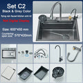 Évier Cuisine Inox 75x45cm Affichage Digital Température – Grand Bac, Robinet Cascade Eau Chaude & Froide | Design Moderne