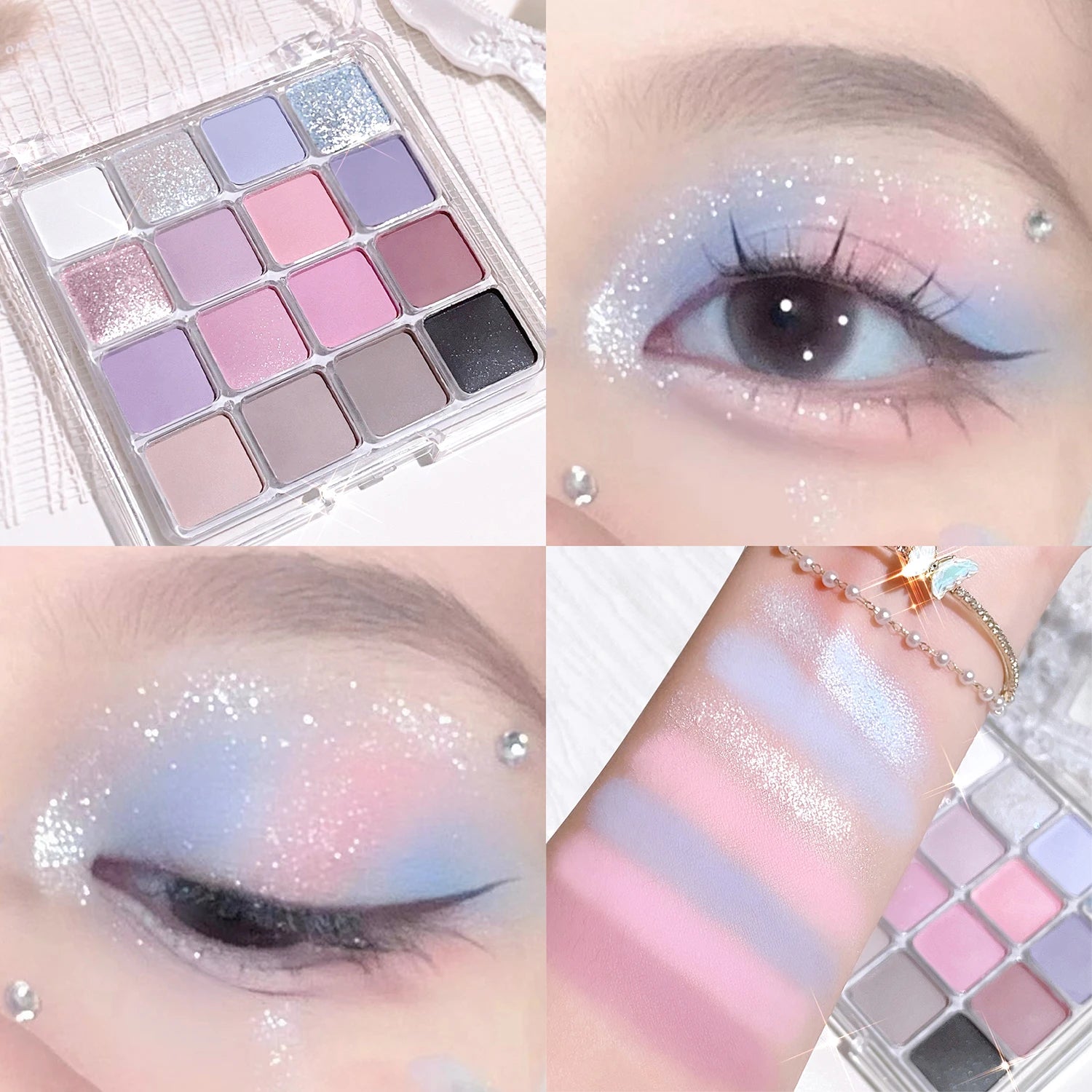 Palette Fard à Paupières 16 Couleurs Sunset Magic – Perle & Mat Tons Terre | Maquillage Coréen Yeux