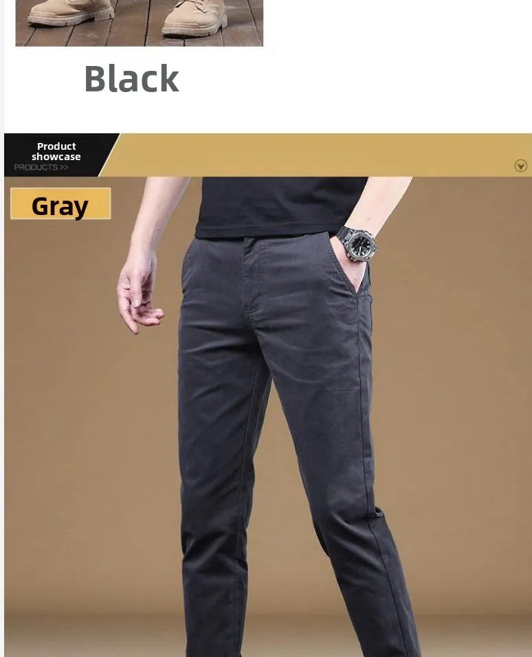 Pantalon Homme Coton Léger Été – Slim Droit Élastique Business Casual Polyvalent | Mode Homme Premium