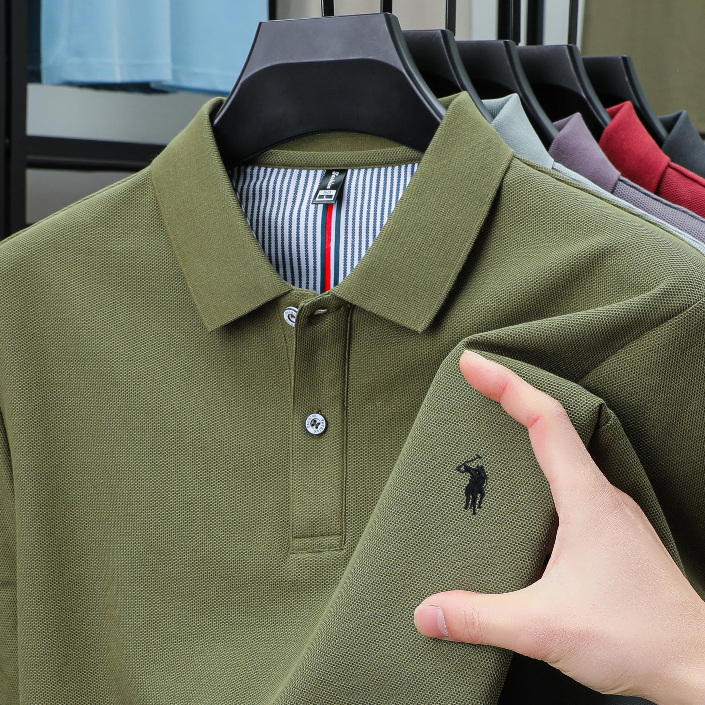 Polo Homme 100% Coton Pur Broderie 3D Manches Courtes Été Fashion Confortable Élégant | Polo Coton Broderie 3D Premium