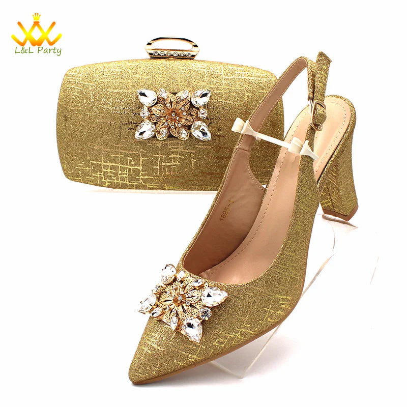 Ensemble Chaussures + Sac Italien Orange Cristal – Pumps Luxe Mariage Fête 2024
