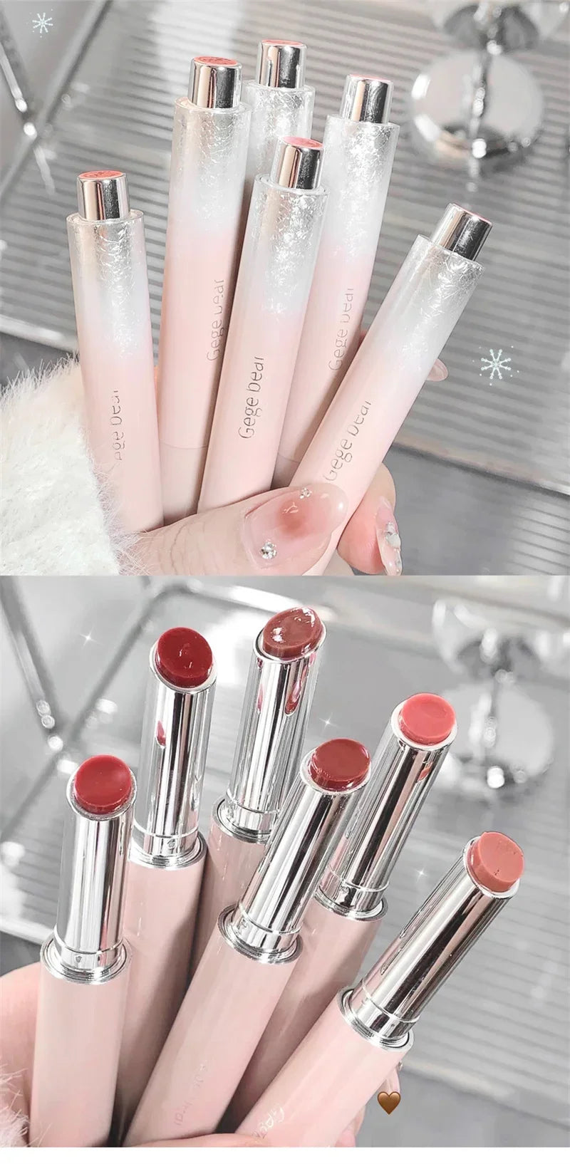 Gloss Jelly 6 Couleurs Miroir Hydratant – Rouge à Lèvres Solide Brillant Teinture Maquillage