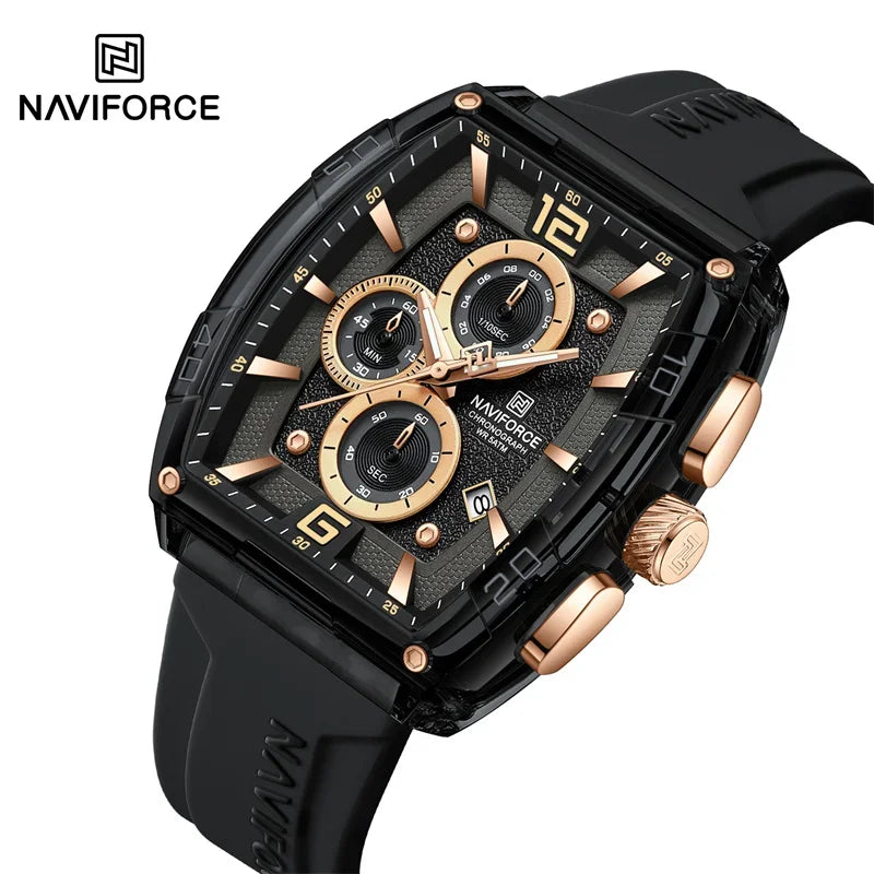 Herrenuhr NAVIFORCE 2025 Militär Sport Quarz – Wasserdicht 50M Silikon Datum Hohe Qualität