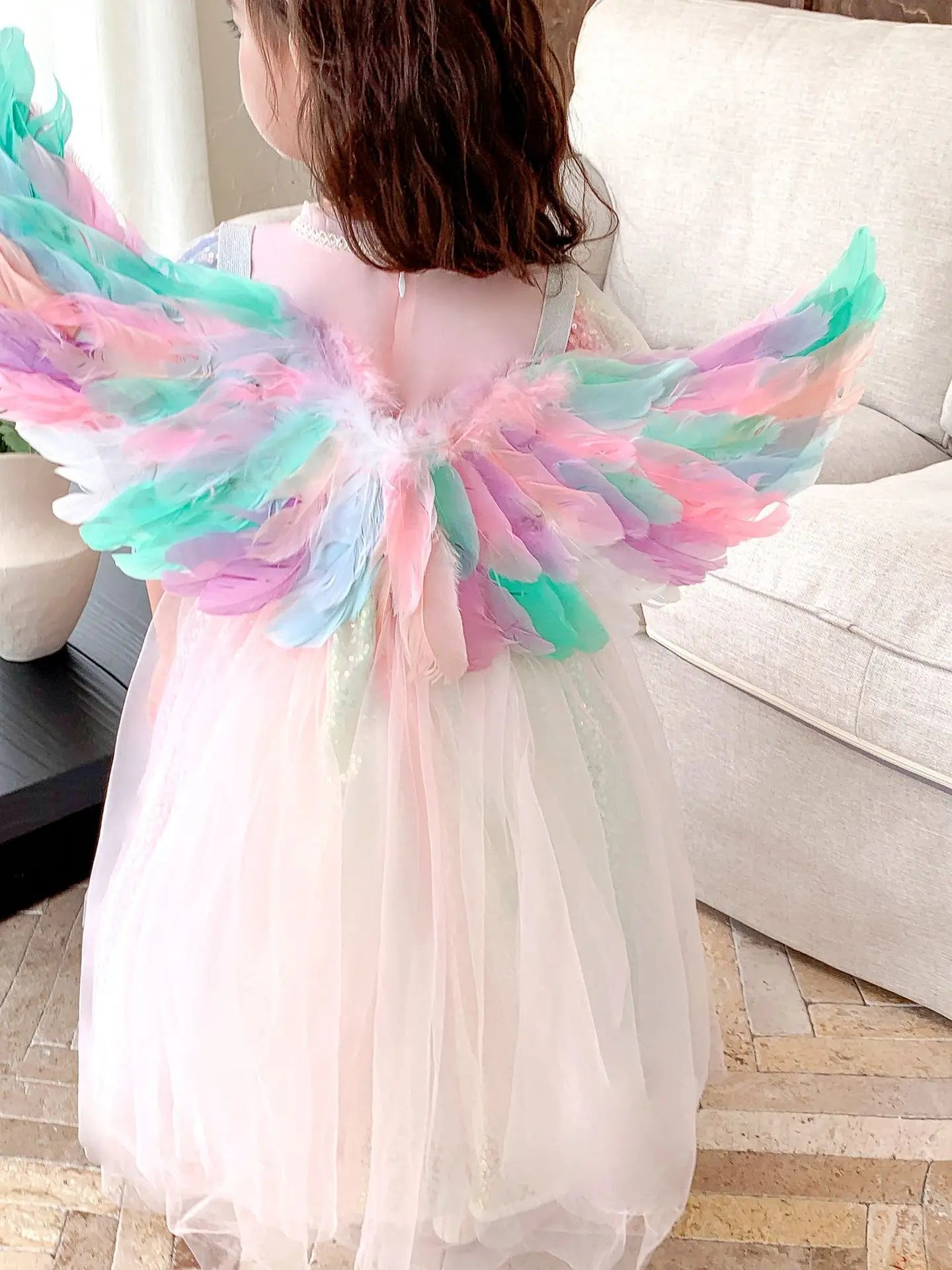 Meerjungfrau Prinzessin Kleid Mädchen Pailletten Perlen Puffärmel – Faschingskostüm Halloween Cosplay