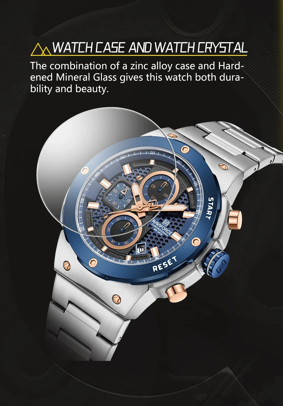 Montre Homme Chronographe Sport Luxe NAVIFORCE – Quartz Date Fashion Masculino