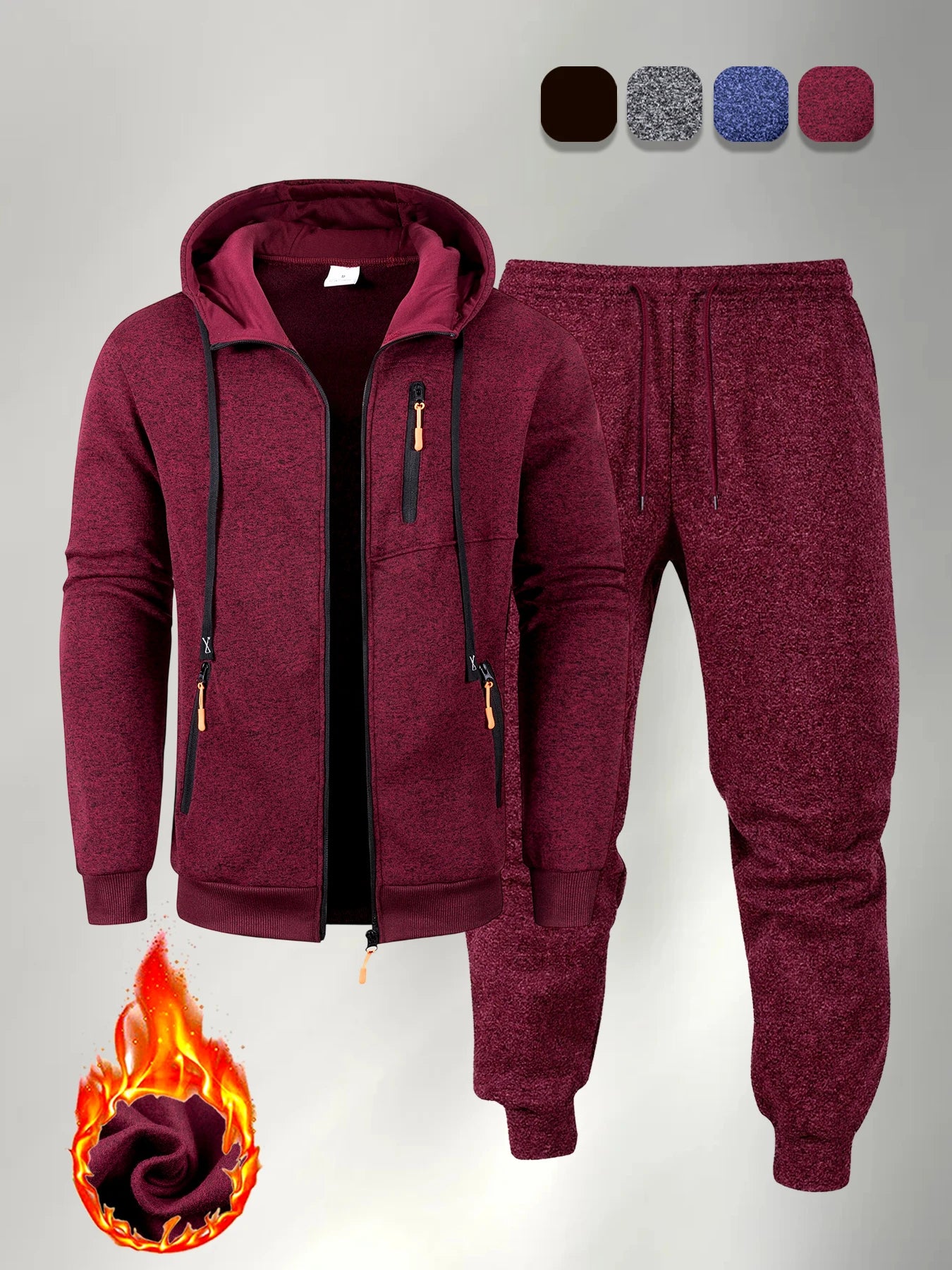 Ensemble Jogging 2 Pièces Homme Zip Capuche – Sweatshirt Pantalon Sportswear Casual Automne