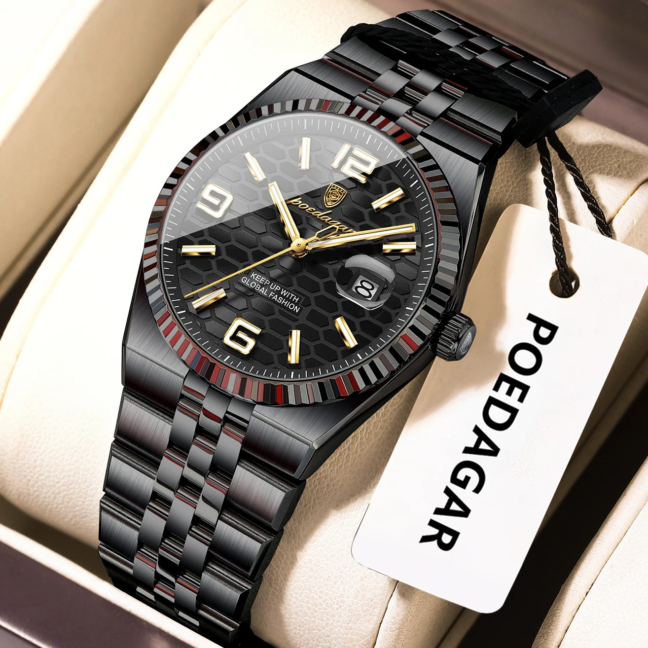 Montre Femme POEDAGAR Élégante Luxe Quartz – Lumineuse Étanche Date + Boîte Cadeau
