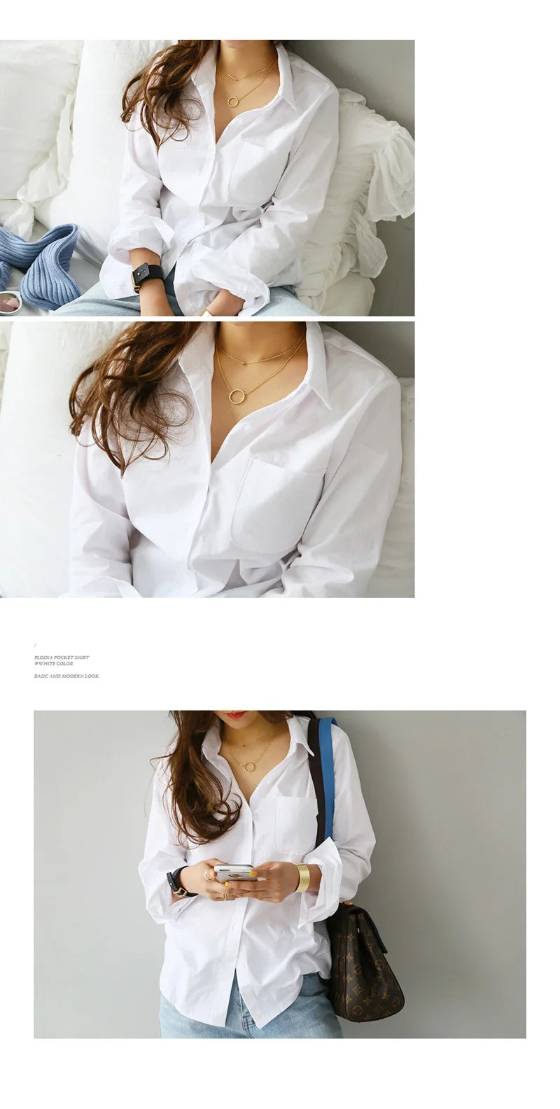 Chemisier Blanc Coton Femme – Manches Longues Style Bureau Casual | Élégant & Polyvalent