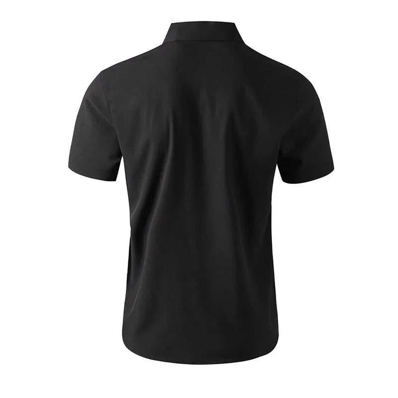 Chemise Homme Business Casual Couleur Unie Manches Courtes Été Sans Repassage Confortable Polyvalente Fashion Élégante Intemporelle – Chemise Premium Sans Repassage Business Casual Été | Mode Homme Business Casual Premium