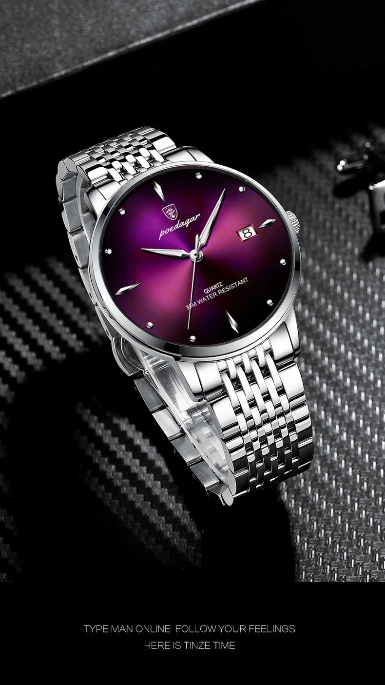 Montre Homme POEDAGAR Luxe Sport Quartz – Acier Lumineux Étanche Date Business
