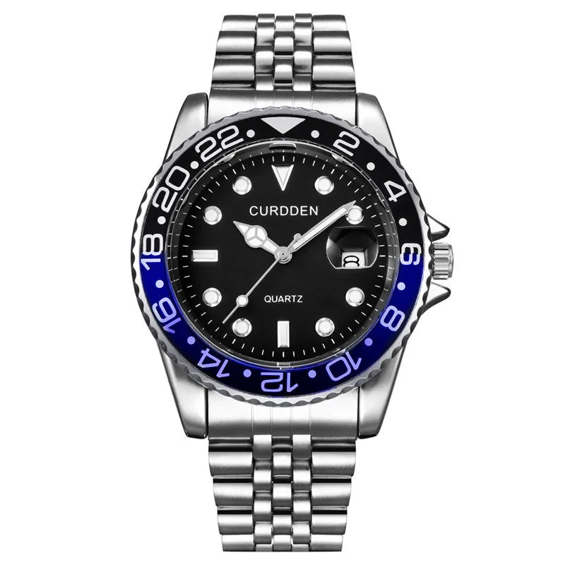 Montre Homme Or & Argent Vintage Quartz – Bracelet Acier Complet Date Fashion Classique
