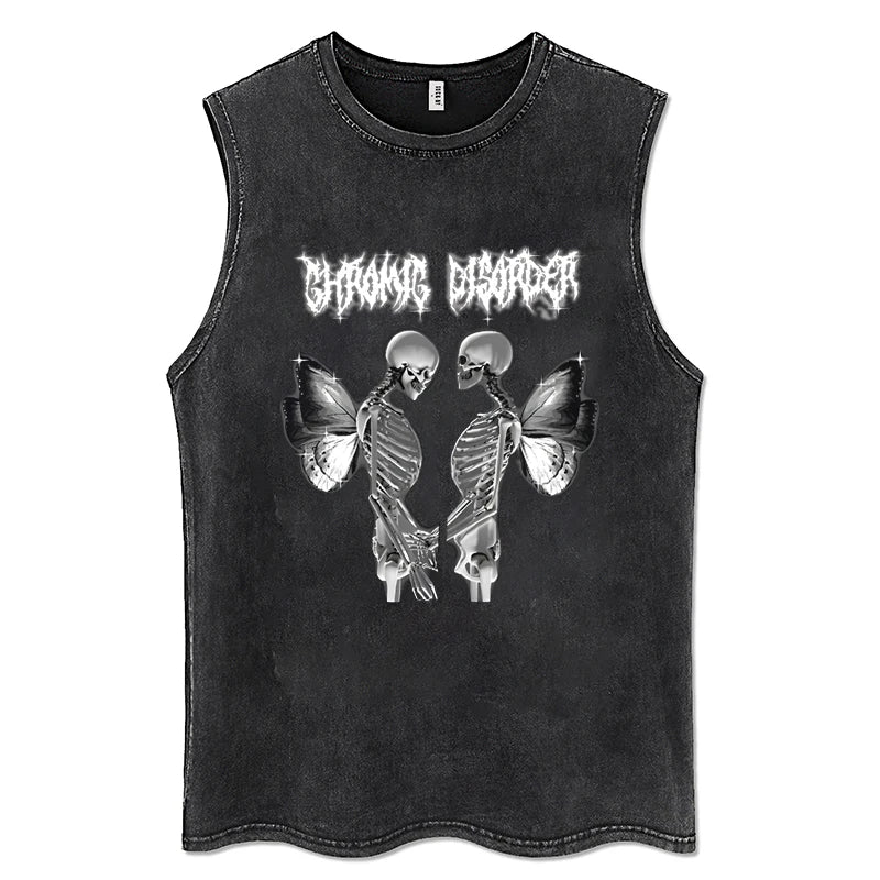 Débardeur Unisexe Y2K 100% Coton Vintage Noir Hip Hop Punk Rock Sans Manches Gothic Goth Vest Alternatif Tendance – Débardeur Y2K Premium Vintage Goth | Mode Unisexe Y2K Alternatif Premium